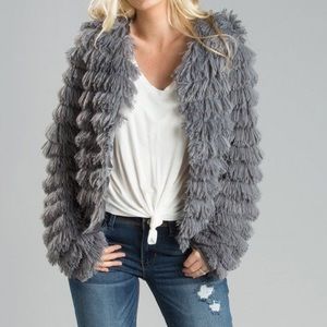 Fuzzy Grey Shag Jacket